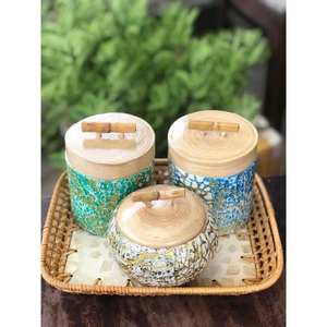 Tarro de Bambú con Madreperla, Contenedor Artesanal de Bambú y Madreperla para Dulces de Año Nuevo, Joyería, Hotel, Spa, Vietnam por 99 Gold Data - Product Image 3