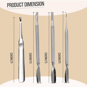 Ensemble d'outils pour pousse-cuticules en acier inoxydable, 5 en 1, coupe-ongles multifonctionnel, outils de manucure et de pédicure pour adultes, durables - Product Image 5