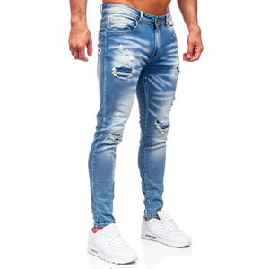 <b>Men</b> Modern Denim Jeans Slim Fit <b>Stretch</b> Casual Blue Pants Comfortable Cotton Streetwear Wholesale - Product Image 3
