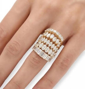 Bague demi-éternité en or massif 10K 14K 18K avec diamants de laboratoire certifiés IGI, couleurs DEF, clarté VS VVS, formes variées (marquise, ovale, princesse) - Product Image 6