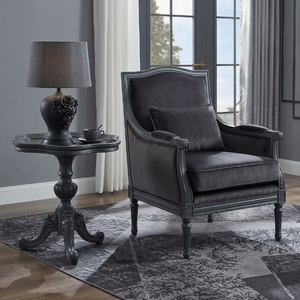 Fauteuil classique de luxe avec table d'appoint, structure en bois massif sculpté, <span class=keywords><strong>chaise</strong></span> d'appoint rembourrée pour projets de villas, hôtels et salons - Product Image 6