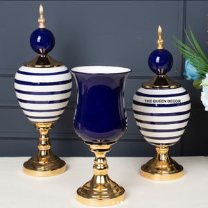 Home Decor Accent Perfect Gift For Housewarming Or Weddings Exquisite Vintage Metal <b>Vase</b> With Golden Glass - Product Image 5