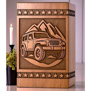 Handmade Rosewood Jeep Urn: Off-Road Mountain Design, Memorial urn Memorial Keepsake by AYAANS - Product Image 1
