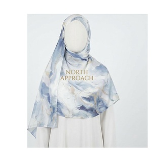 NORTH APPROACH Women's <b>Square</b> <b>Silk</b> <b>Scarf</b> Hand-Painted Cloud Pattern Elegant Multi-Functional All Seasons Wear - Product Image 1