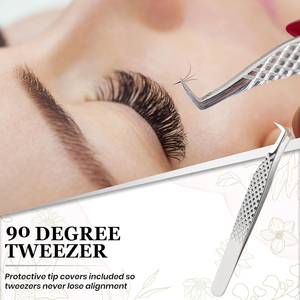 Hasni Surgical Eyelash <b>Extension</b> Tweezers Set 5-Pcs Stainless Steel CE ISO Approved Serrated Tip Texture Eyelash Mirror Tweezers - Product Image 6