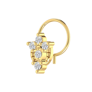 หมุดจมูกเพชรธรรมชาติดีไซน์ลายดอกไม้และคลัสเตอร์สีทอง14K 0.11ct - Product Image 5
