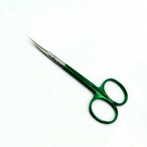 Ciseaux à cuticules professionnels en acier inoxydable argenté avec manche vert, outil de manucure et de soin des ongles, marque privée, vente en gros - Product Image 6