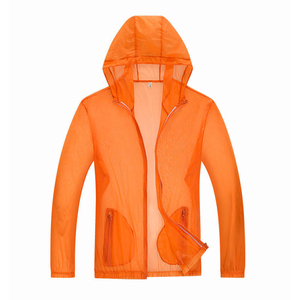 Veste à capuche unisexe blanche UPF50+ anti-UV respirante à séchage rapide, simple, avec fermeture éclair, manches longues, couleur unie, nylon 400g, pour l'extérieur - Product Image 1