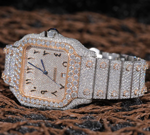 Reloj de Lujo para Hombre con Incrustaciones de Moissanita en Acero Inoxidable, Forma Cuadrada, Estilo Hiphop, Automático - Product Image 3