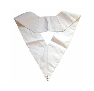 Collar Masónico Ceremonial Personalizado del Rito Francés y del Rito Escocés, de Satén Blanco, con Roseta Roja, Fabricante OEM ODM - Product Image 2
