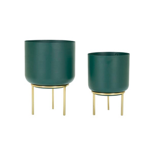 Pot de fleurs moderne minimaliste en métal chromé avec trou de drainage, durable, pour l'intérieur et l'extérieur, décoratif pour jardin - Product Image 1
