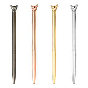 Stylos à bille mignons au design tendance, tête de bouledogue chromée, pour cadeaux avec logo personnalisé - Product Image 2