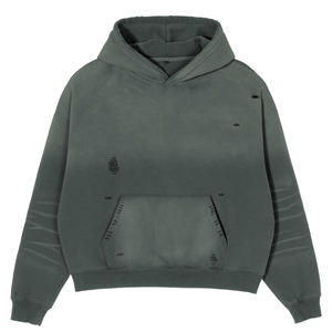 2026 Sweat à capuche oversize unisexe, style streetwear, effet délavé soleil, 100% coton molletonné de haute qualité, à épaules tombantes, effet vieilli - Product Image 1