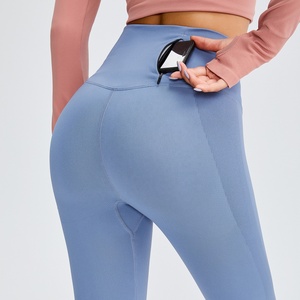 Wholesale Sustainable Quick Dry Mid Waist Running Scrunch Butt Seamless Yoga Pants Solid Color Fitness <b>Tight</b> Slim Women Sports - Product Image 1