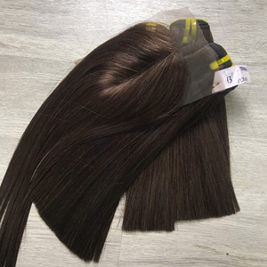 Factory Price 100% Raw Virgin Vietnamese Human Weft Lace <b>Wig</b> Bone Straight Tea <b>Brown</b> Color Super Double Drawn Hair Extensions - Product Image 2