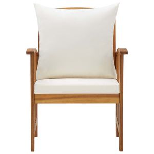 Set di 2 sedie da giardino in legno massello di acacia bianco crema con cuscini - Product Image 4