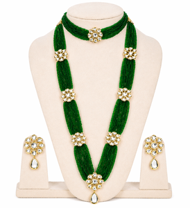 Indian Stylish Layered Pearl Rani Haar Long Kundan Necklace Zircon Alloy Jewellery Set Wedding Engagement Party Gift Hiphop Gold - Product Image 1