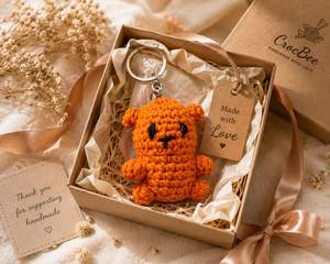 Top Selling Handmade Crochet Teddy Bear Keychain Soft Cotton Yarn <b>Cute</b> Bag Charm <b>Purse</b> Pendant Gift for Women for Sale - Product Image 6