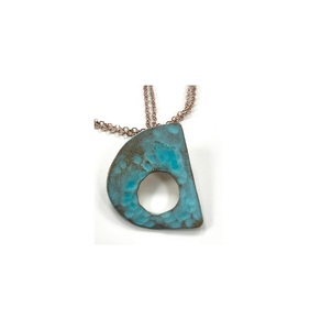 Collar con patina pulida 2016 para mujer, regalo de joyería de Año Nuevo, colgante de latón con turquesa italiana para el festival de primavera - Product Image 5