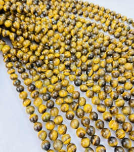 Cuentas Redondas de Ojo de Tigre de Rare Gems Factory, 15.5 Pulgadas, Certificadas por Terceros de Rajasthan, para la Fabricación de Joyas - Product Image 5