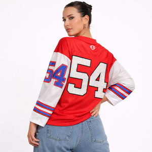 Maillot de football américain unisexe personnalisé en mesh à manches longues avec numéro en strass, style streetwear, coupe ajustée, pour équipe personnalisée, production OEM en gros, USA - Product Image 6