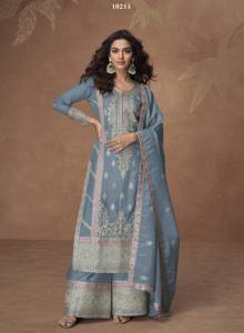 Traje Palazzo Midi Moderno Chinon Listo para Usar con Bordado de Lentejuelas para Fiestas, Bodas, Diwali y Bailes de Graduación - Product Image 4