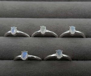 Natural Rainbow Moonstone Faceted Oval Prong <b>Set</b> <b>Silver</b> Plated <b>Ring</b> Handmade Gemstone <b>Ring</b> for Women Wholesale Jewelry - Product Image 2