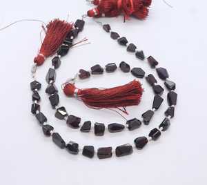 Perles de grenat rouge naturel facettées en pépites 6-7 MM, pépites de grenat du Mozambique, perles de pierres précieuses de forme roulée, 10 pouces, grenat rouge naturel - Product Image 2