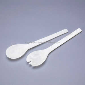 Juego de cubiertos de resina blanca moderna al por mayor espejo pulido Spork ensalada tenedor cuchara servidor por RF Crafts para bodas - Product Image 3