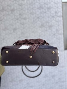 New Designer Women Cowhide Fringe Tote Bag Stylish Lather <b>Purse</b> Hair on Hide Carving Hand Tooled Bags for Multi Use - Product Image 3