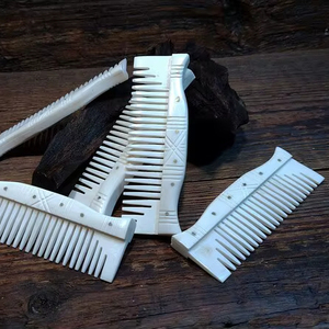 Handmade High Quality Viking Buffalo Bone <b>Hair</b> <b>Comb</b> Carved Flower Style Natural Bone Salon Fashion Use Massage Scraping <b>Comb</b> - Product Image 2