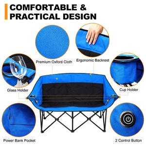 Sedia da Campeggio Doppia Imbottita Extra Large e Resistente - Sedia Pieghevole Portatile per Esterni - Product Image 3