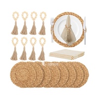 Ensemble de sets de table et de serviettes en jacinthe d'eau, écologiques, durables, best-sellers, décoration de table de Noël naturelle, artisanat vietnamien