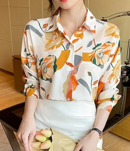 Chemise décontractée d'été en tricot à manches longues pour femme avec broderie, style vintage français, nouveau design pour femme - Product Image 2