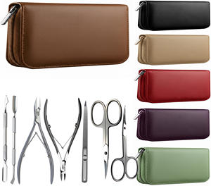 Kit de manucure 7 en 1 en acier inoxydable, coupe-ongles, pince à cuticules, ciseaux, limes à ongles, repousse-cuticules, scalaires - Product Image 1