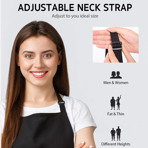 Tablier unisexe en coton avec poche, bretelles réglables, manches courtes, détection d'aiguilles, pour restaurant et bar, en tissu tissé, fermeture à bouton-pression - Product Image 6