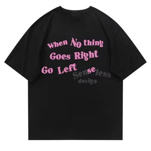 Camiseta Negra Oversize de Algodón para Hombre, Manga Corta, Cuello Redondo, Estilo Urbano, con Estampado Gráfico y Letras Rosas en la Parte Delantera - Product Image 2