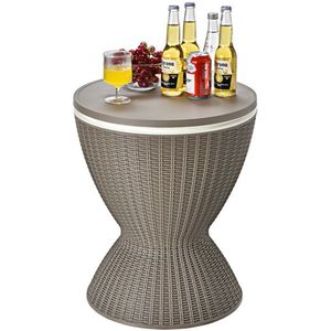 <b>Brown</b> 8Gal Outdoor Side <b>Table</b> with 2 Height Adjustable Drain Plug Imitation Rattan Ice Cooler for Outdoor Space - Product Image 4