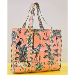 Cotton Tote Bag With Tropical Print Bohemian Style Summer Shopping Bag Open <b>Top</b> Large Capacity Women's Shoulder Bag - Product Image 2