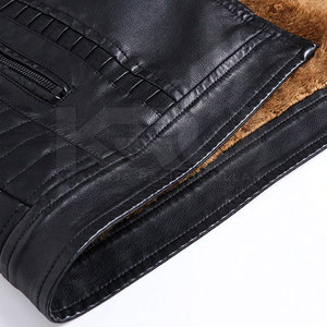 Classic Men's Leather Winter Jacket <b>Stand</b> Collar Canvas Fabric-Durable Windproof Breathable Comfortable Zipper Closure High - Product Image 5