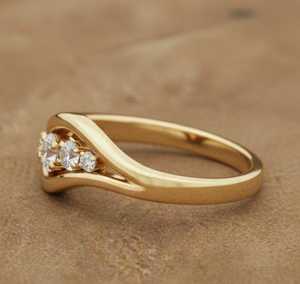 Lab Grown Round Cut Diamond Unique Wave Band <b>Ring</b> For Women's 14K Solid Gold Fine Engagement Surprise Gift For Lovers - Product Image 2