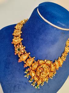 22k Gold Antique Temple <b>Jewelry</b> Lakshmi Pendant Necklace Bridal Traditional Indian Wedding Available in GOLD/SILVER/BRASS - Product Image 2