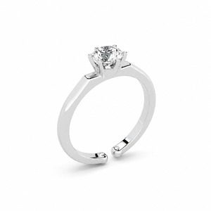 Anillo de Compromiso de Oro Blanco con Diamante Redondo, Engaste Clásico, Joyería Fina para Mujer - Product Image 6