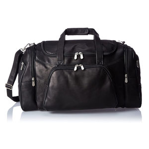 Bolsa de lona de cuero, estilo casual, para viaje, de cuero genuino, acabado liso, con múltiples compartimentos. - Product Image 1