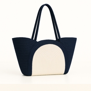 Sac fourre-tout en corde tressée fait main |   Fibre naturelle écologique |   Sac de shopping de luxe tendance, résistant à l'eau, grande capacité - Product Image 2