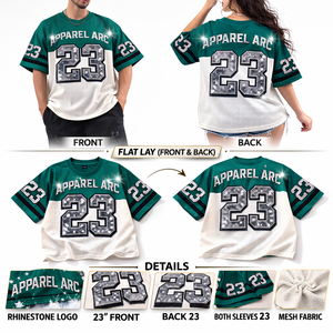 Vêtements en gros : Maillot de football en maille avec strass personnalisés ARC, T-shirt streetwear oversize, Fournisseur OEM - Product Image 2