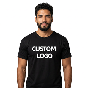 Camiseta de Algodón Negra para Hombre con Logotipo Personalizado, Manga Corta, Cuello Redondo, Corte Regular, Diseño con Letras Impresas, Estilo Casual - Product Image 2