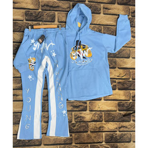 Conjunto Deportivo Personalizado de Talla Grande, Ligero, de Poliéster/Algodón, Estilo Urbano, con Sudadera Holgada y Pantalones Deportivos para Adultos - Product Image 1