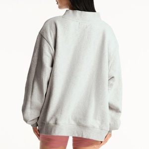 Sweat-shirt streetwear pour femme, col montant, personnalisé avec logo, doublure polaire, coupe oversize, broderie, idéal pour l'hiver - Product Image 2