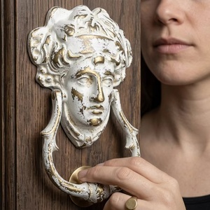Timbre de puerta tradicional de hierro fundido con diseño griego mítico, duradero, impermeable y ecológico para uso en exteriores. - Product Image 3